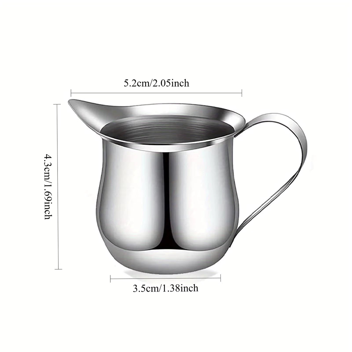 Edelstahl Milchschaumkanne mit Unzen-Markierung und Ausgießer (2–8oz)