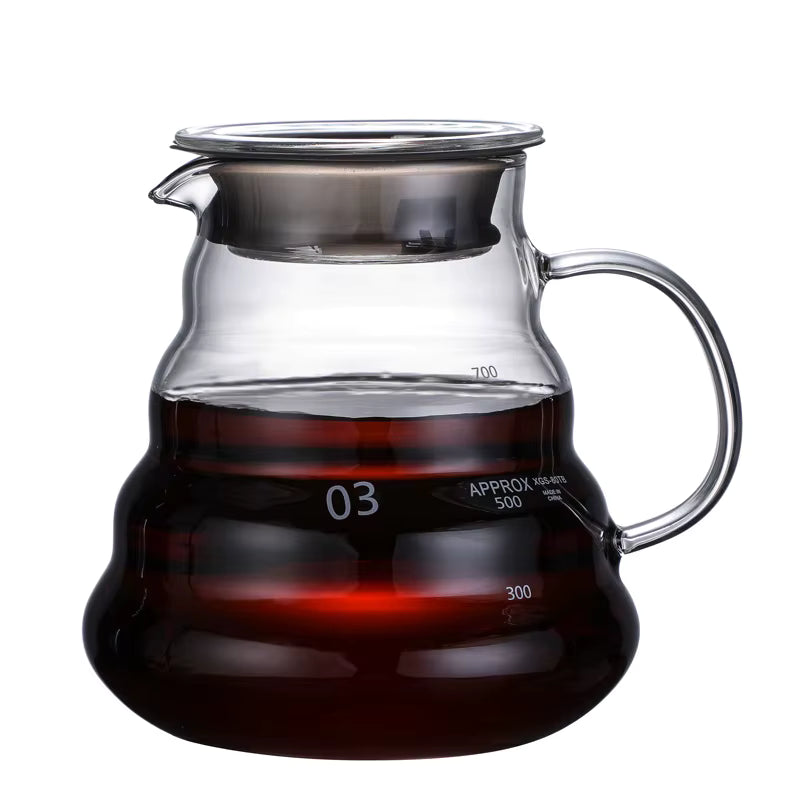 Hitzebeständiger klarer Glas-Kaffeekessel (360/600/800 ml)