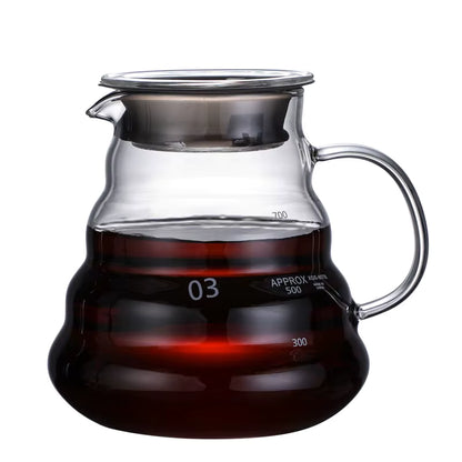 Hitzebeständiger klarer Glas-Kaffeekessel (360/600/800 ml)