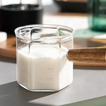 Präzise Markierungen & Holzgriff Espressomilchkännchen (120 ml)