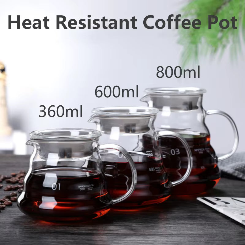 Hitzebeständiger klarer Glas-Kaffeekessel (360/600/800 ml)