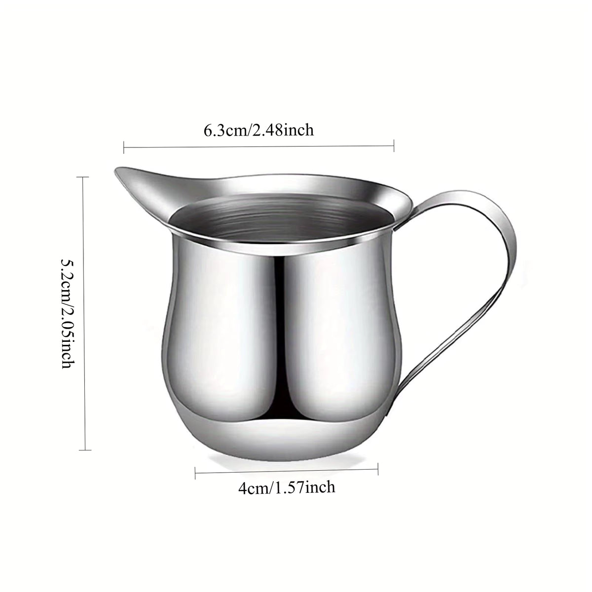 Edelstahl Milchschaumkanne mit Unzen-Markierung und Ausgießer (2–8oz)