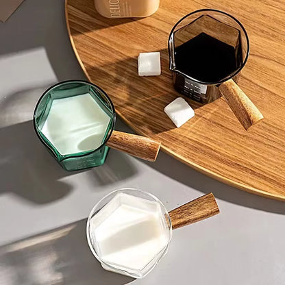 Präzise Markierungen & Holzgriff Espressomilchkännchen (120 ml)