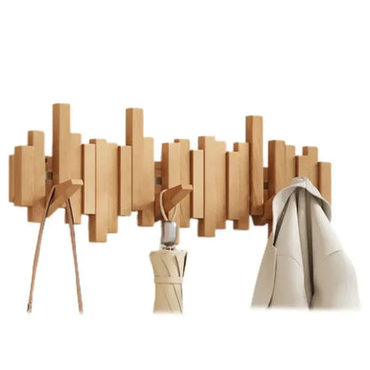Wandgarderobe Klavierdesign Holz mit klappbaren Haken