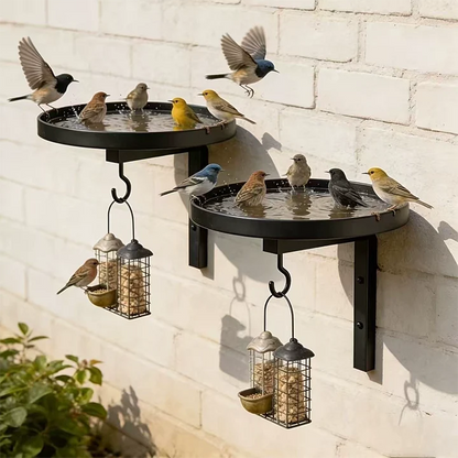 Wandmontierte Vogeltränke und Futterschale für draußen