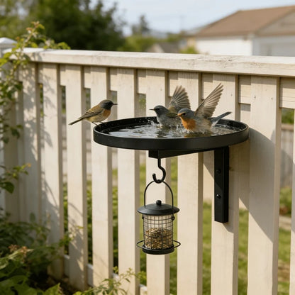 Wandmontierte Vogeltränke und Futterschale für draußen