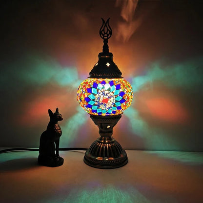 Mosaik-Tischlampe – Buntes Glasdesign mit warmem LED-Licht