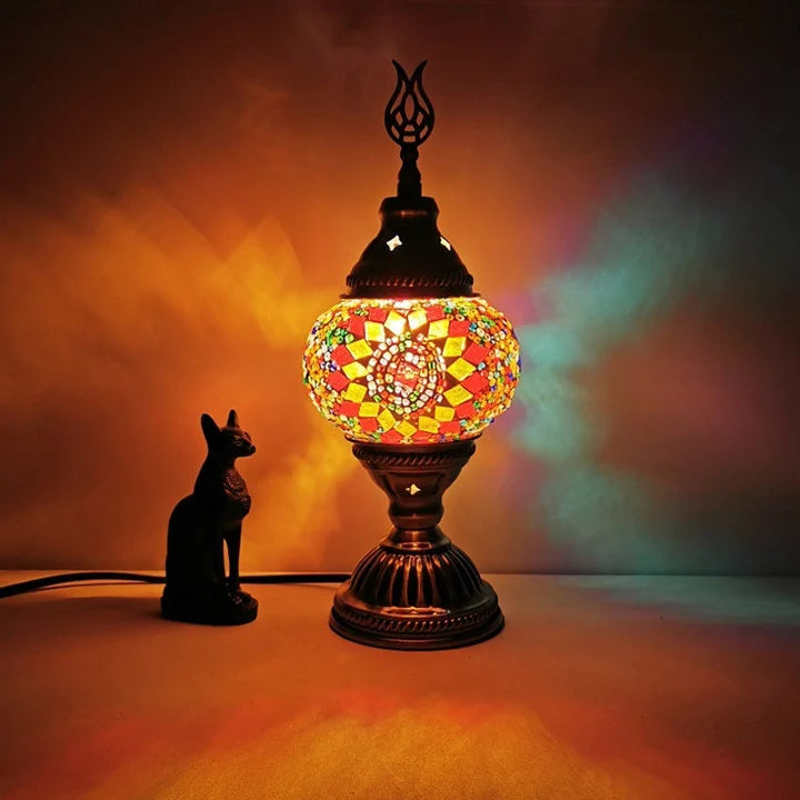 Mosaik-Tischlampe – Buntes Glasdesign mit warmem LED-Licht