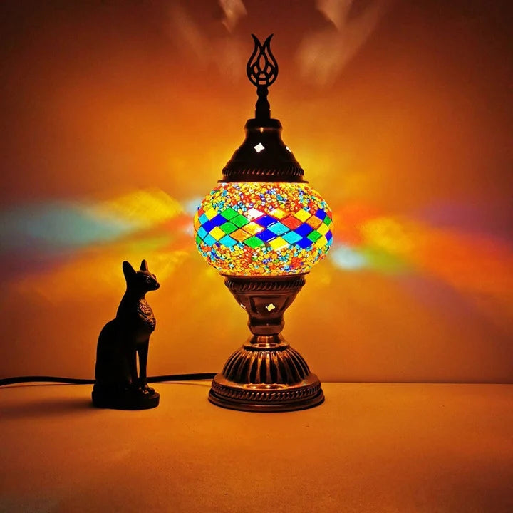 Mosaik-Tischlampe – Buntes Glasdesign mit warmem LED-Licht