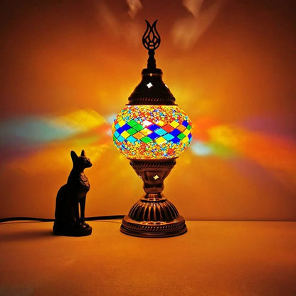 Mosaik-Tischlampe – Buntes Glasdesign mit warmem LED-Licht