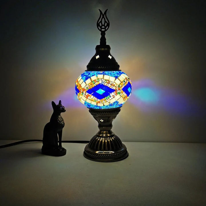 Mosaik-Tischlampe – Buntes Glasdesign mit warmem LED-Licht