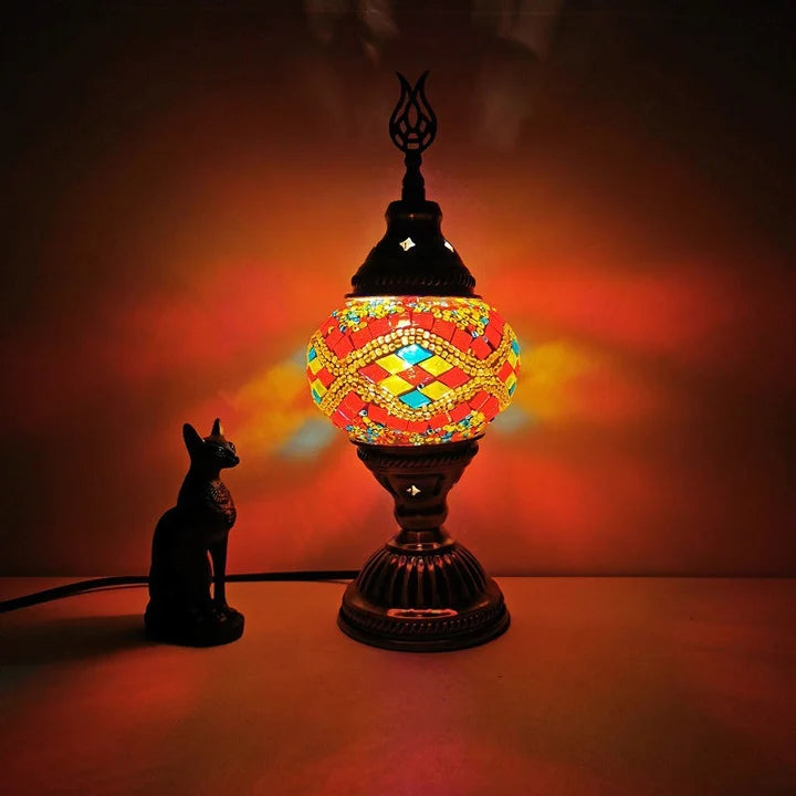 Mosaik-Tischlampe – Buntes Glasdesign mit warmem LED-Licht