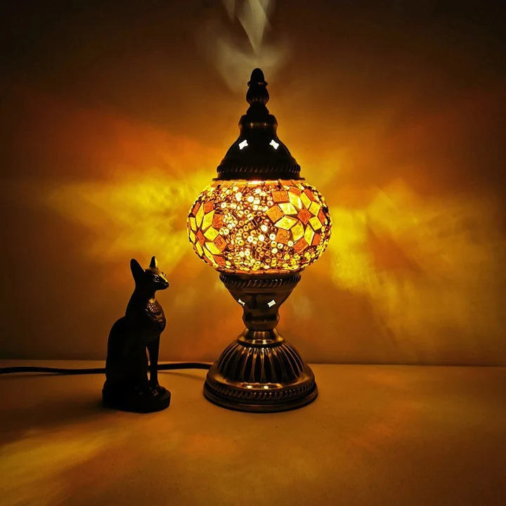 Mosaik-Tischlampe – Buntes Glasdesign mit warmem LED-Licht