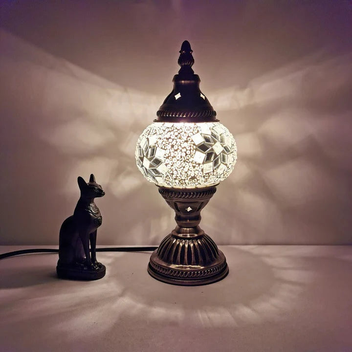 Mosaik-Tischlampe – Buntes Glasdesign mit warmem LED-Licht