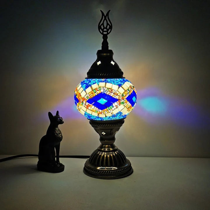 Mosaik-Tischlampe – Buntes Glasdesign mit warmem LED-Licht