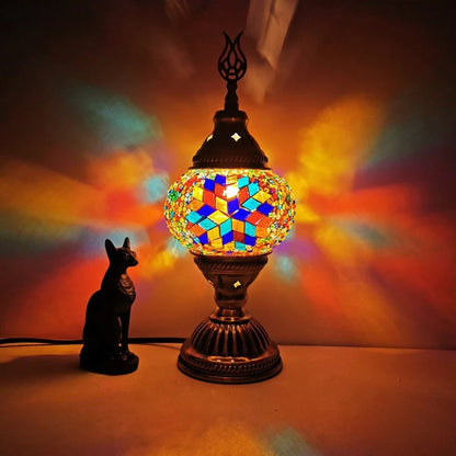 Mosaik-Tischlampe – Buntes Glasdesign mit warmem LED-Licht
